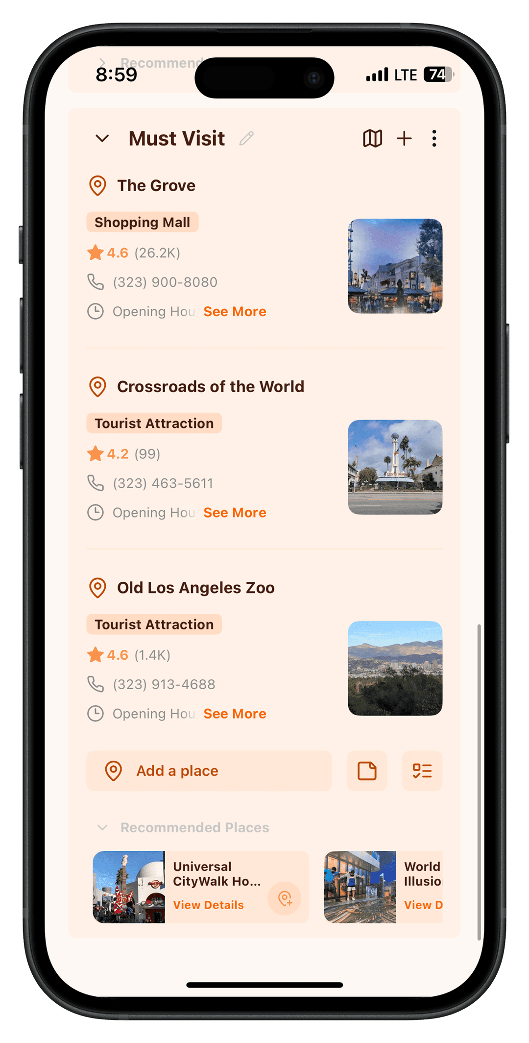 Tripee notes feature display