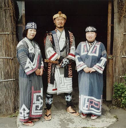 Hokkaido people in traditional clothings.